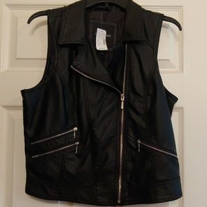 Black faux leather vest